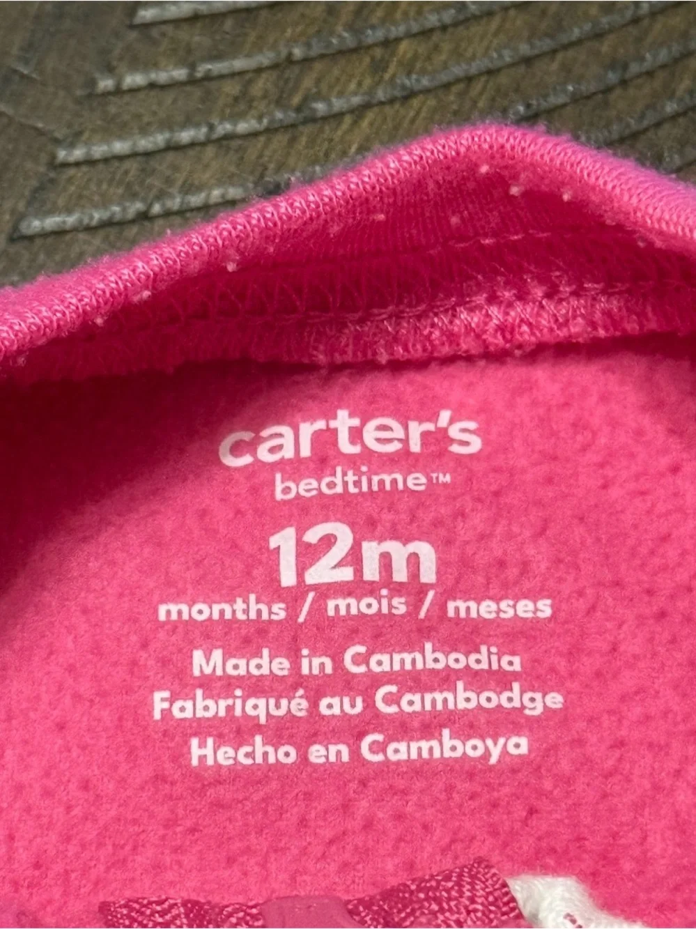 Carter's Hot Pink Fleece Footed One-Piece Pajama